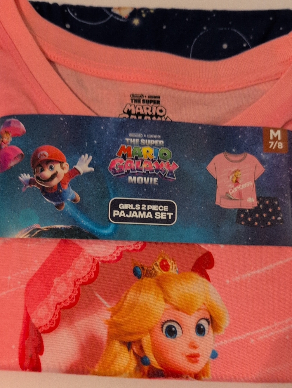 Girls 2-Piece Super Mario Pajama Set M 7/8